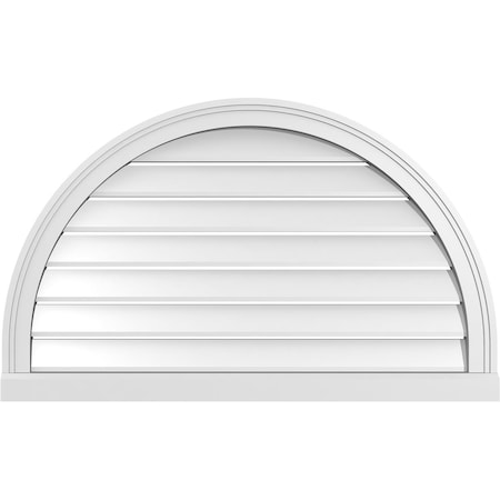 Round Top Surface Mount PVC Gable Vent: Functional, W/ 2W X 2P Brickmould Sill Frame, 36W X 22H